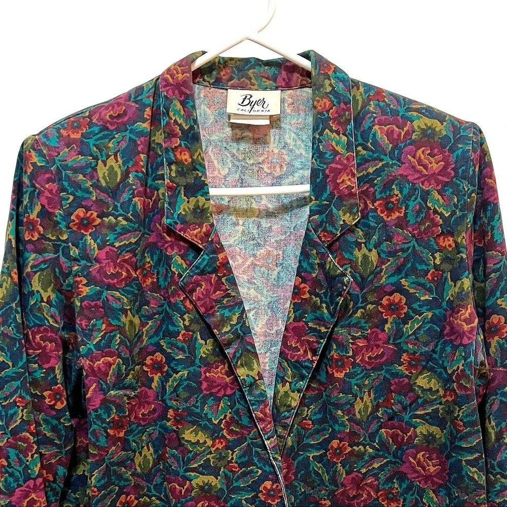 Vtg Floral Tapestry Style Blazer Jacket Small Cottagecore Dark Academia Romantic